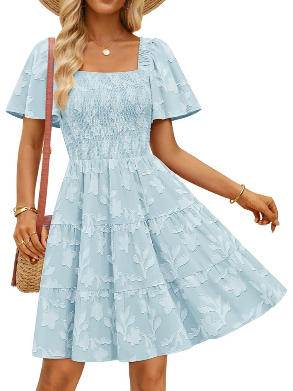 Women's 2026 Summer Boho Floral Flowy Mini Dress